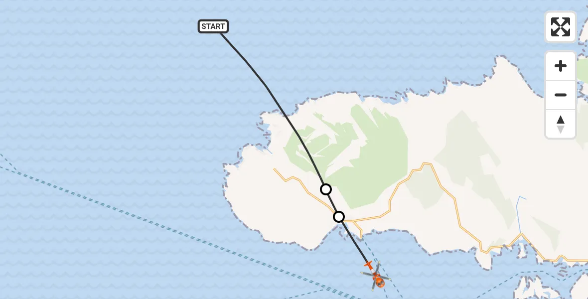 Flight route map: Coastguard Helicopter to Inner Seas, Inner Seas