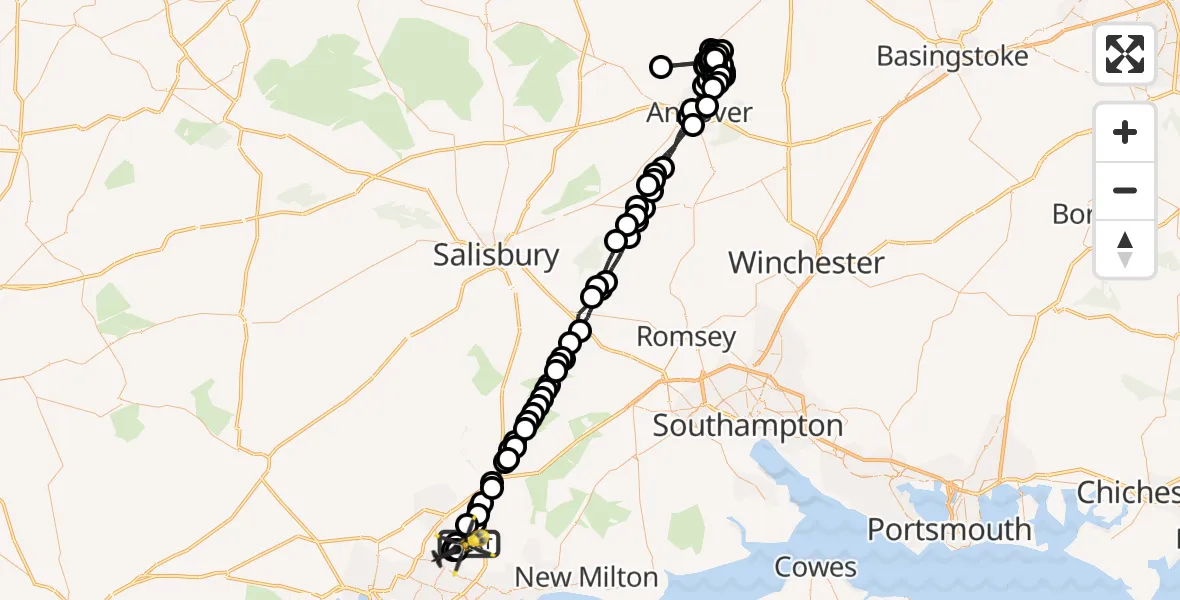 Flight route map: Police Helicopter to Bournemouth Airport, Bournemouth Airport