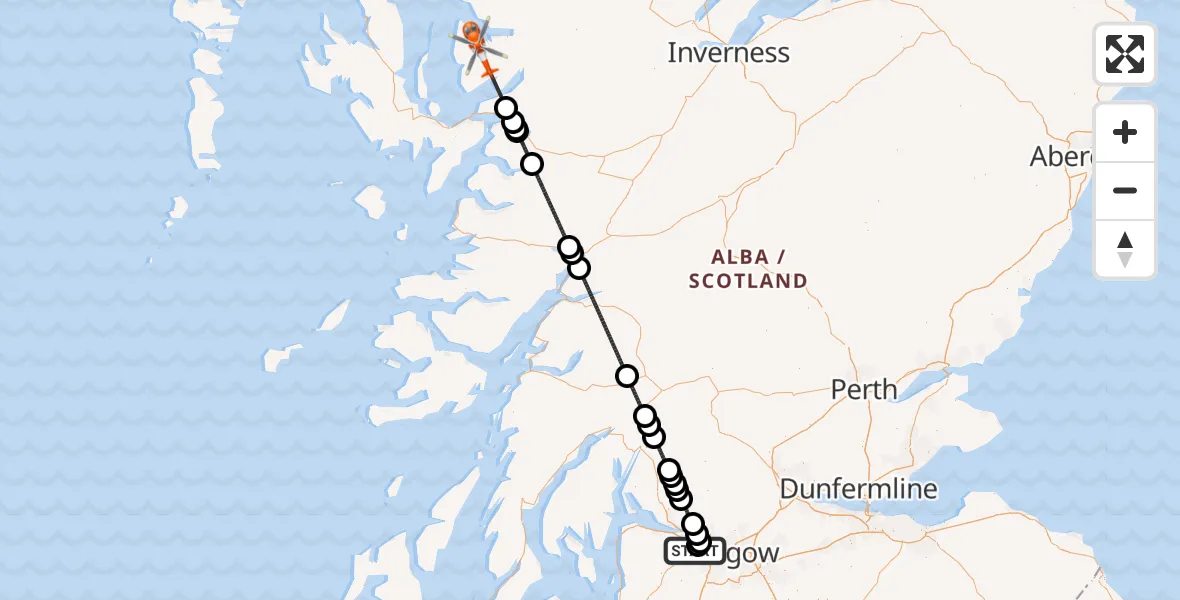 Routekaart van de vlucht: Coastguard Helicopter to Ardelve, Glasgow Airport