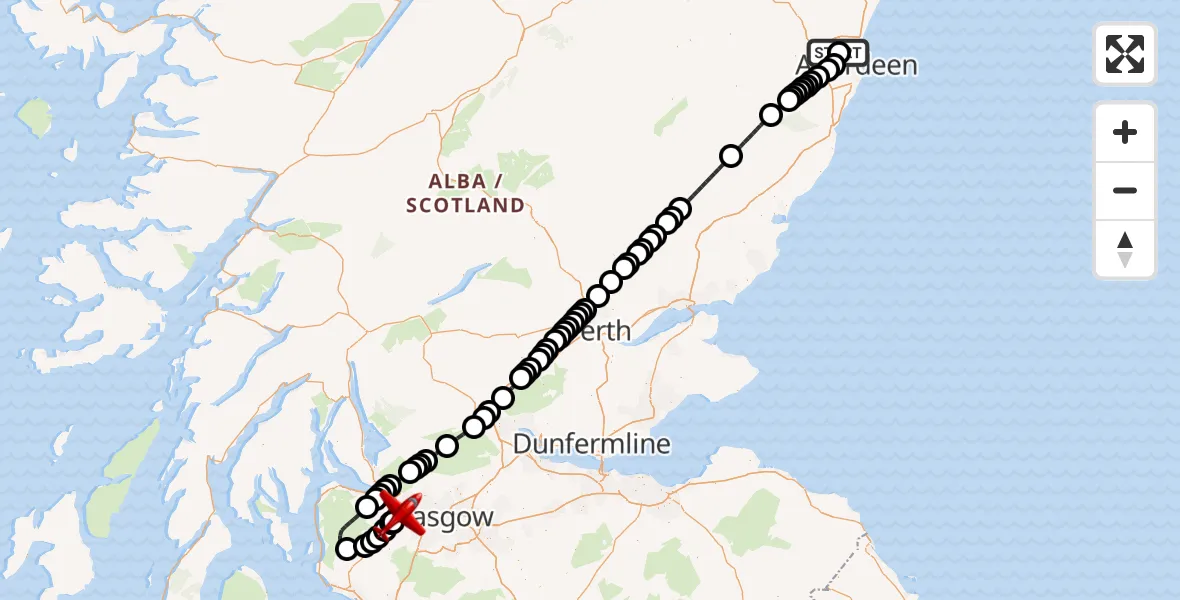 Routekaart van de vlucht: Air Ambulance Aircraft to Glasgow Airport, Glasgow Airport