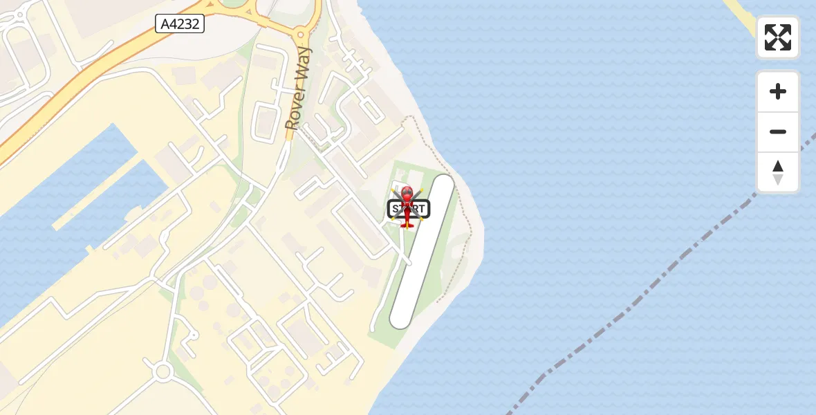 Flight route map: Air Ambulance Helicopter to Cardiff Heliport, Cardiff Heliport