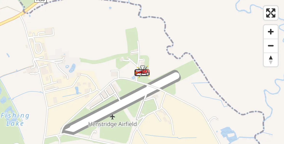 Flight route map: Air Ambulance Helicopter to Henstridge Airfield, Henstridge Airfield
