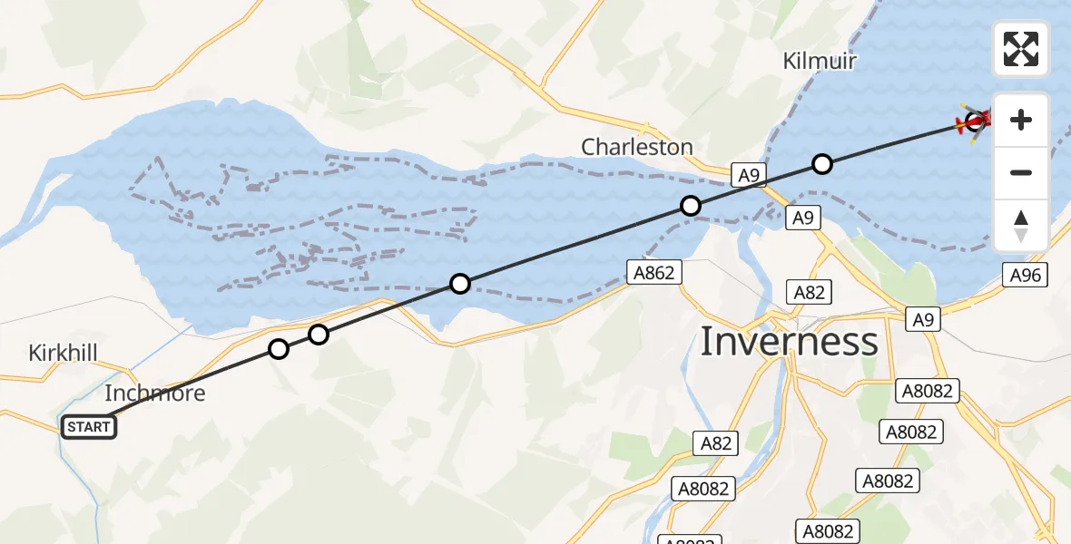 Routekaart van de vlucht: Air Ambulance Helicopter to Inverness, Inverness