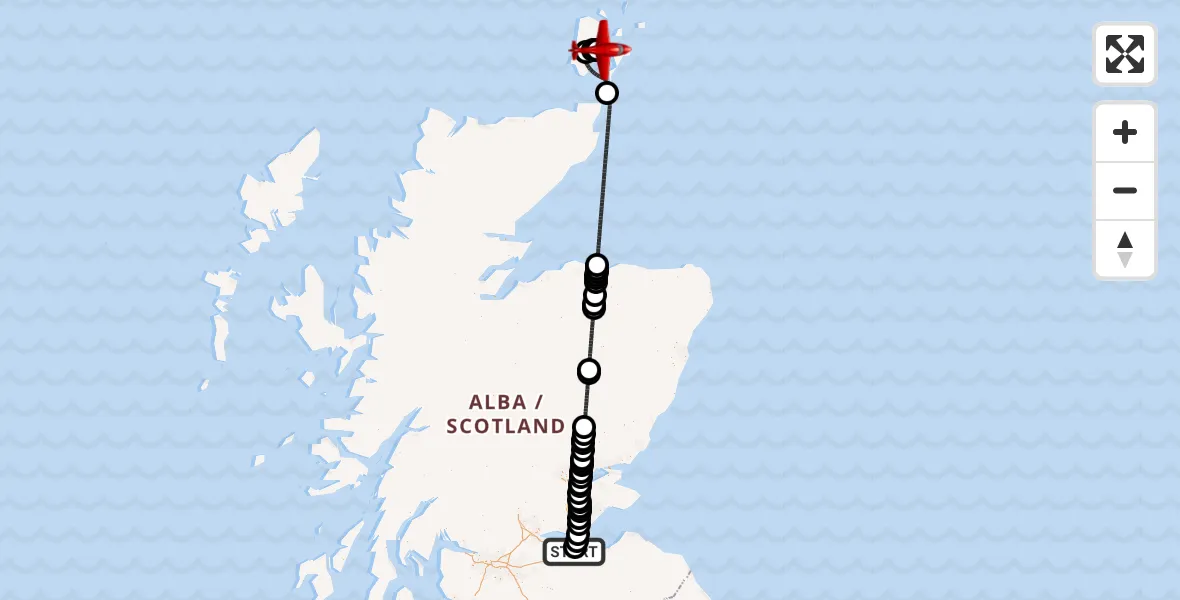 Routekaart van de vlucht: Air Ambulance Aircraft to Loch of Kirbister, Edinburgh Airport