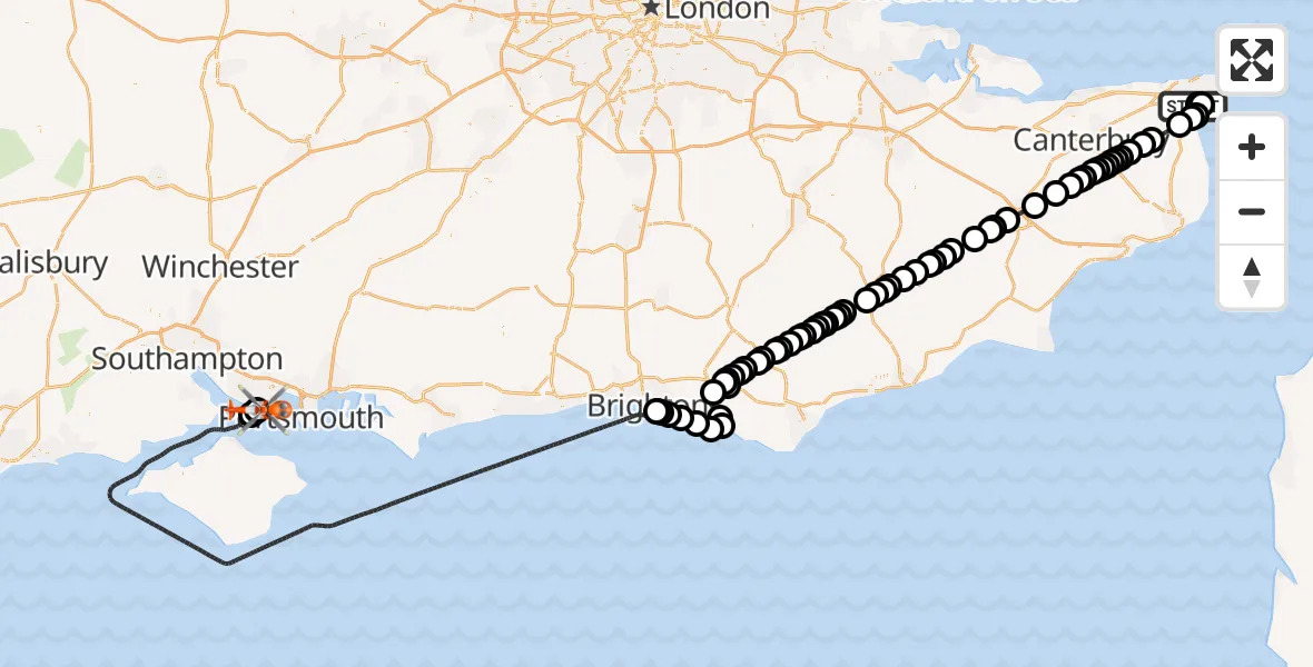 Routekaart van de vlucht: Coastguard Helicopter to Solent Airport, Solent Airport