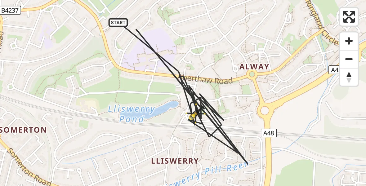Flight route map: Police Helicopter to Newport, Gibbons Close