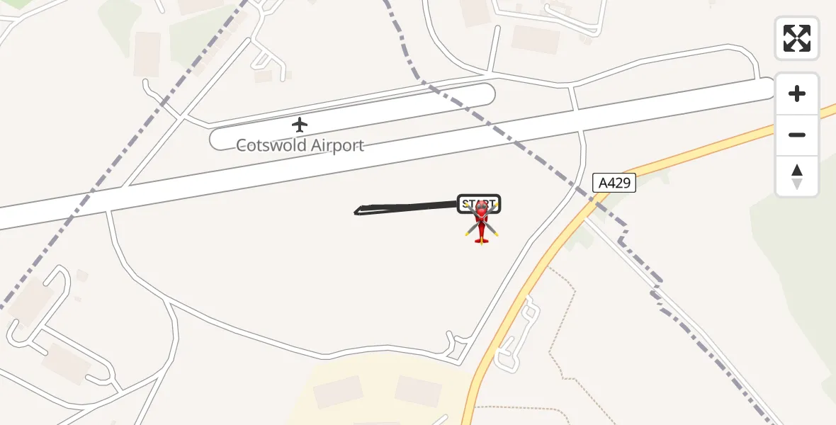 Routekaart van de vlucht: Air Ambulance Helicopter to Cotswold Airport, Cotswold Airport