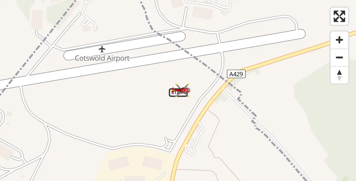 Flight route map: Air Ambulance Helicopter to Cotswold Airport, Cotswold Airport