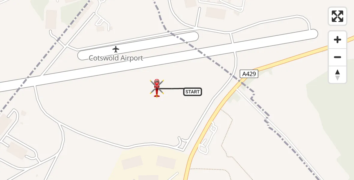 Flight route map: Air Ambulance Helicopter to Cotswold Airport, Cotswold Airport