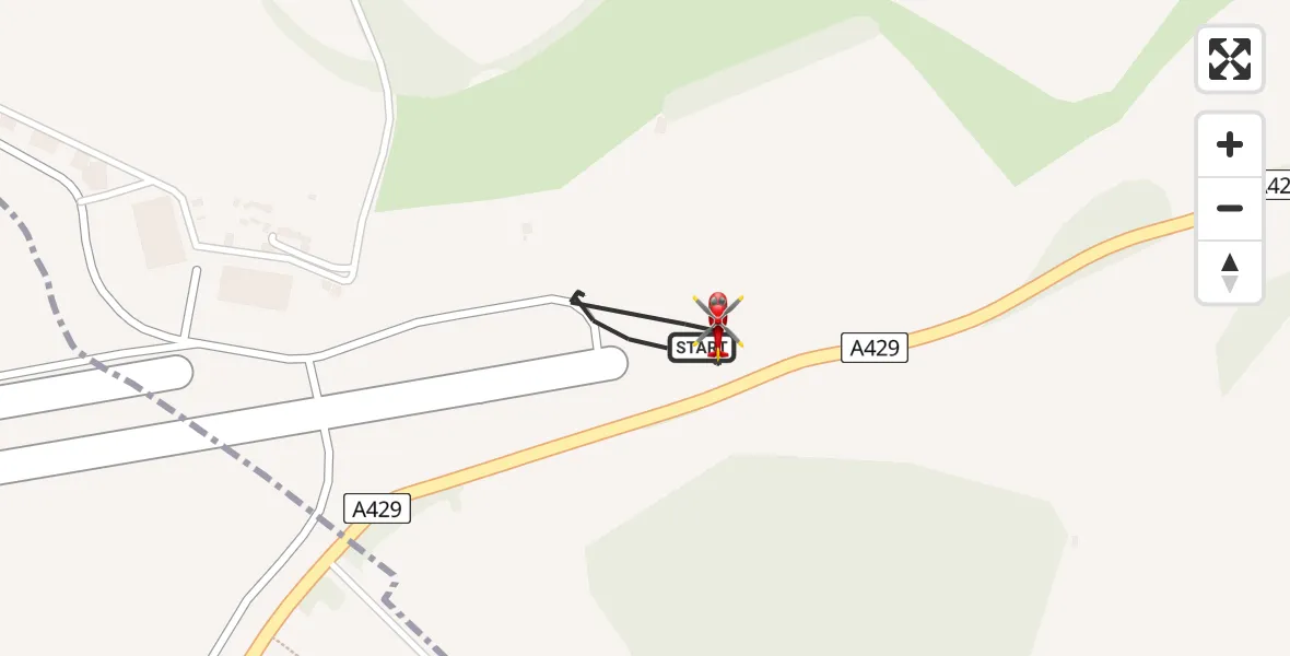 Flight route map: Air Ambulance Helicopter to Cotswold Airport, Cotswold Airport