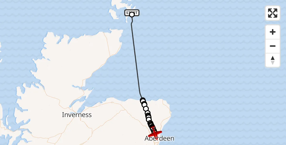 Flight route map: Air Ambulance Aircraft to Aberdeen City, Pitmedden Road