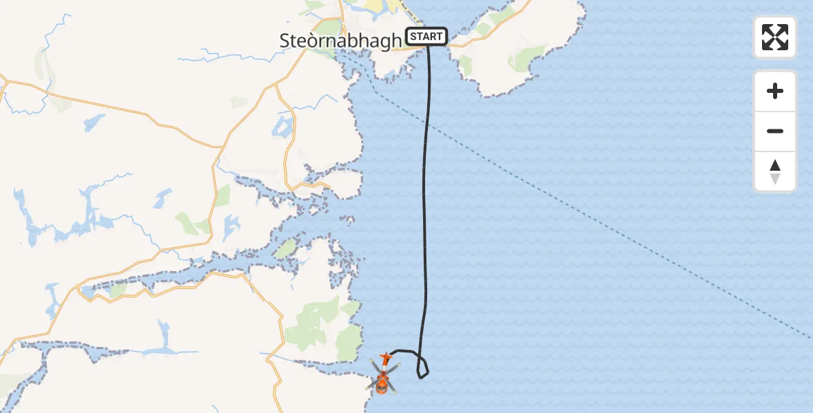 Flight route map: Coastguard Helicopter to Inner Seas, Inner Seas