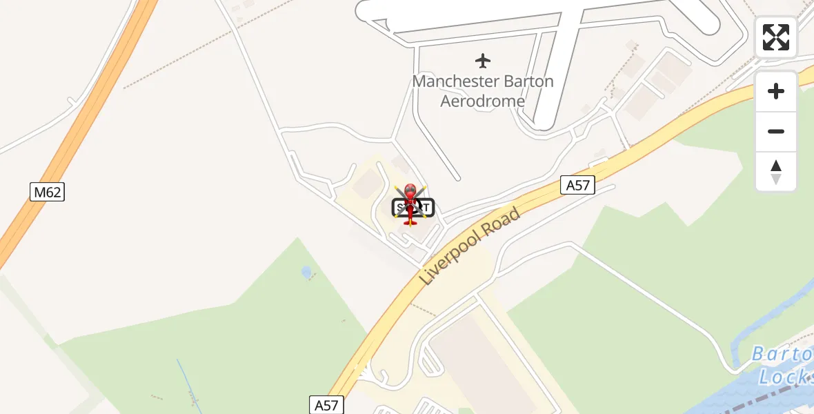 Routekaart van de vlucht: Air Ambulance Helicopter to Irlam, Trident Road