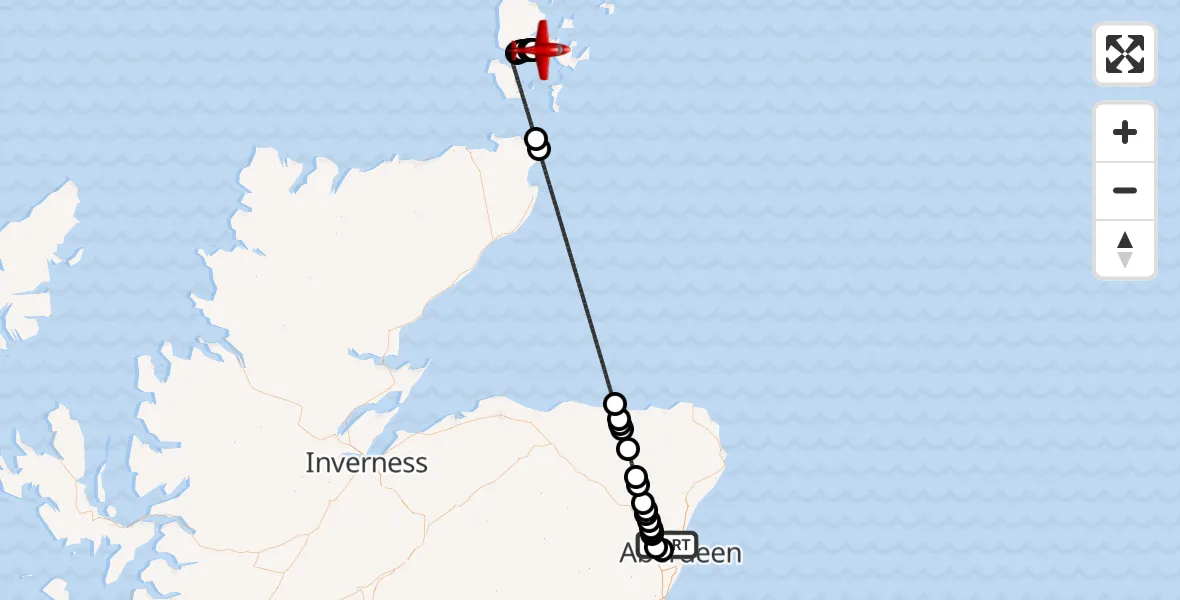 Routekaart van de vlucht: Air Ambulance Aircraft to Loch of Kirbister, Greenburn Road