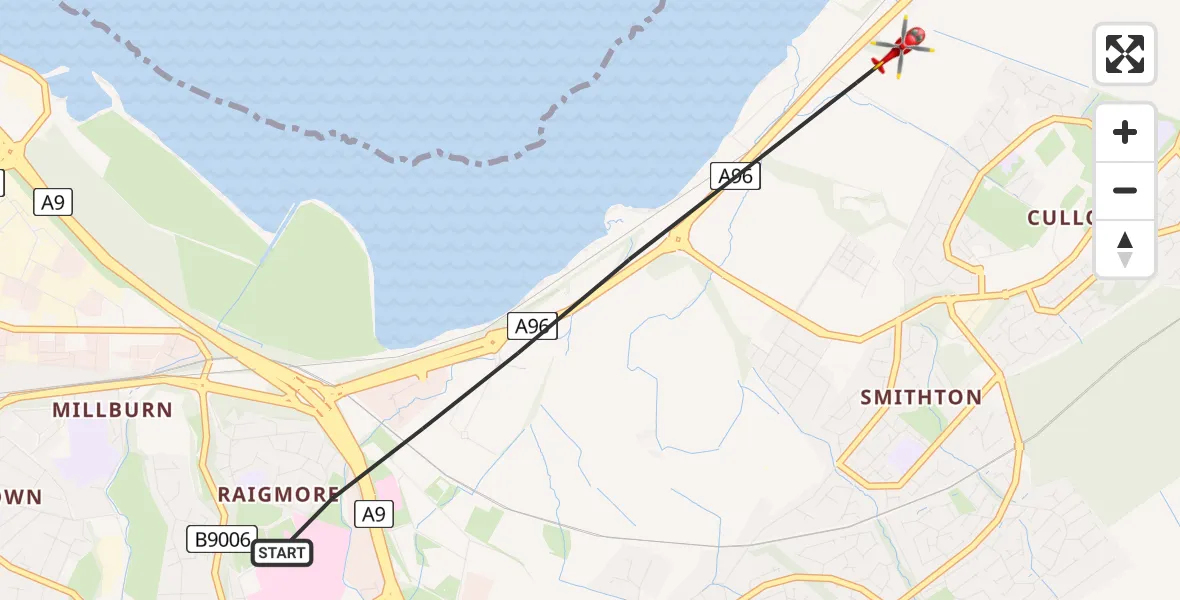 Routekaart van de vlucht: Air Ambulance Helicopter to Inverness, A96