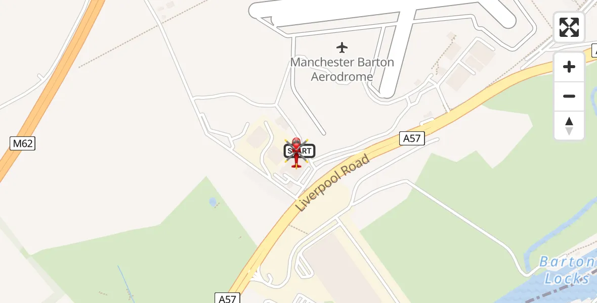 Routekaart van de vlucht: Air Ambulance Helicopter to Manchester Barton Aerodrome