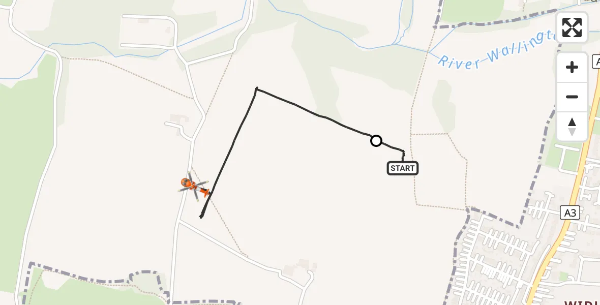Routekaart van de vlucht: Coastguard Helicopter to Winchester, Widley Walk