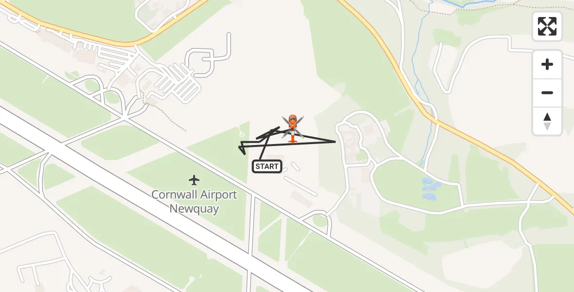 Flight route map: Coastguard Helicopter to Cornwall Airport Newquay, Cornwall Airport Newquay