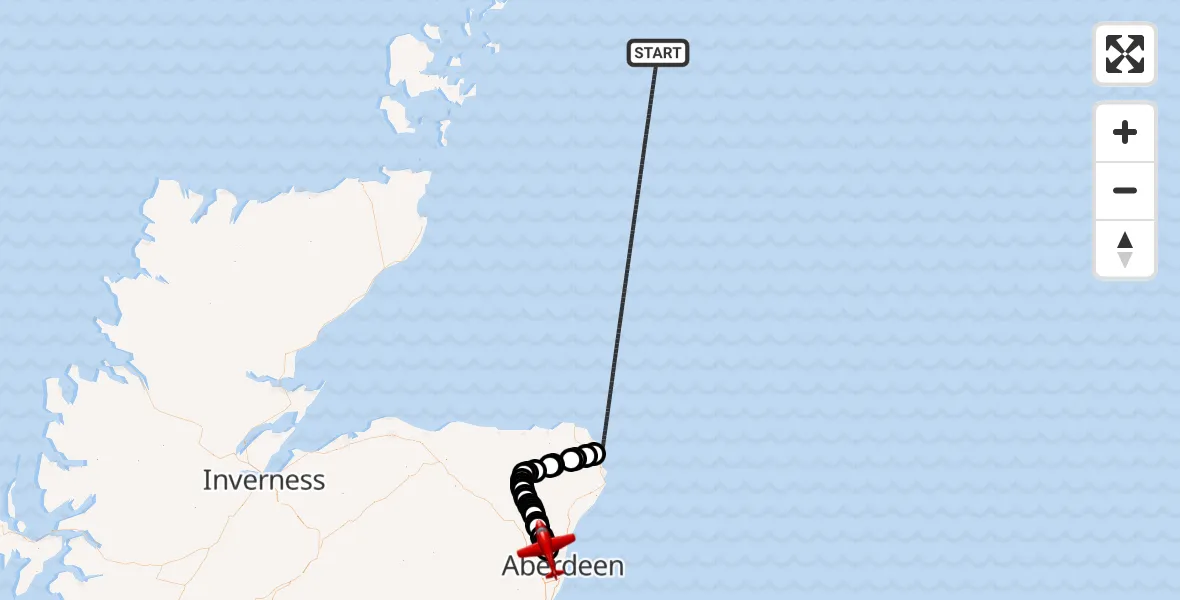 Flight route map: Air Ambulance Aircraft to Aberdeen International Airport, Aberdeen International Airport