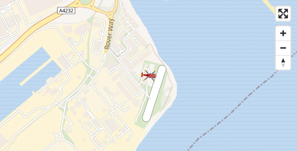 Flight route map: Air Ambulance Helicopter to Cardiff Heliport
