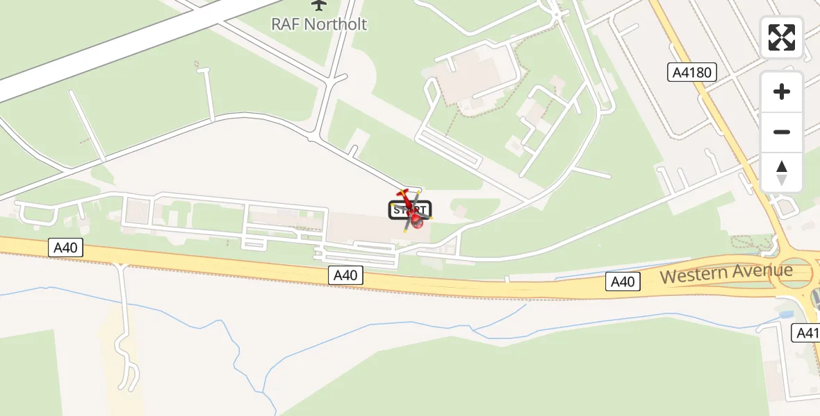 Routekaart van de vlucht: Air Ambulance Helicopter to RAF Northolt, RAF Northolt