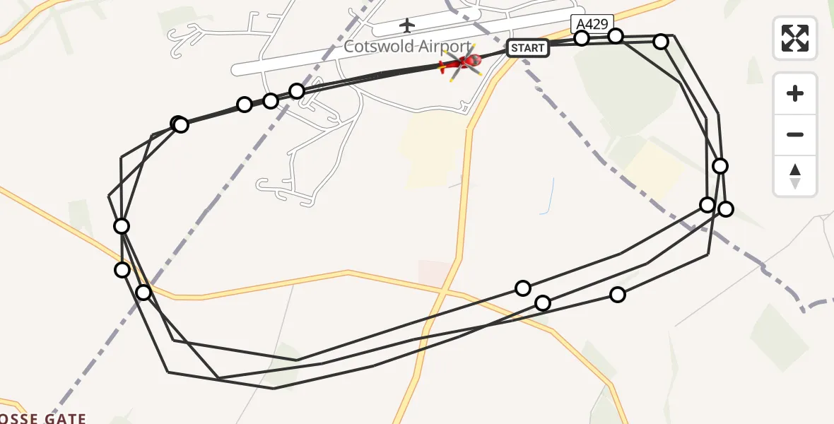 Flight route map: Air Ambulance Helicopter to Cotswold Airport, Cotswold Airport