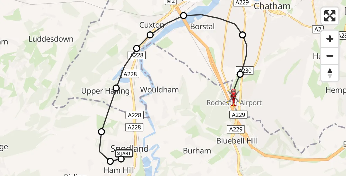 Routekaart van de vlucht: Air Ambulance Helicopter to Rochester Airport, Rochester Airport