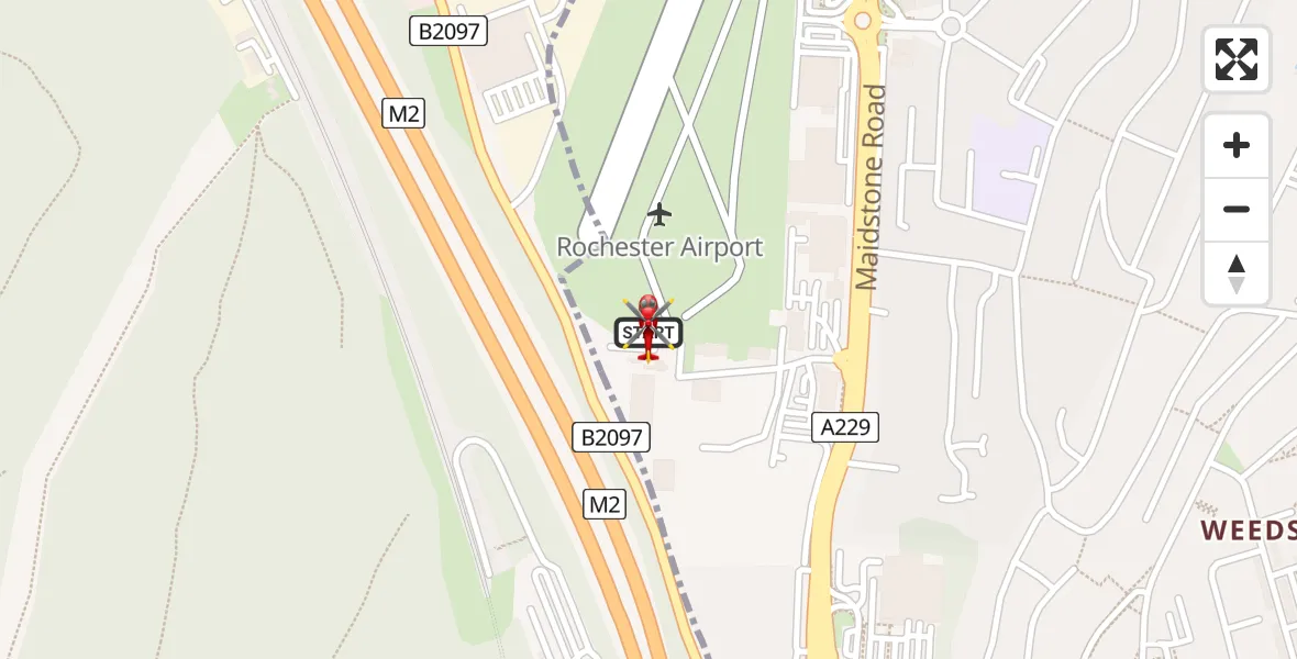 Flight route map: Air Ambulance Helicopter to Rochester Airport, Rochester Airport