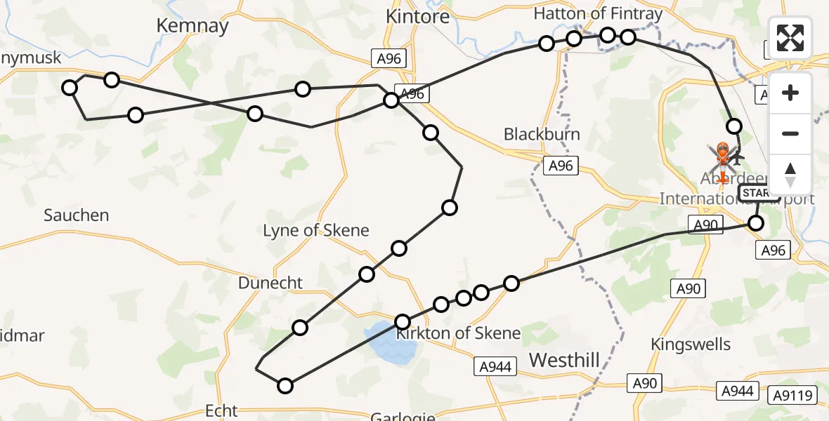Routekaart van de vlucht: Coastguard Helicopter to Aberdeen International Airport, Aberdeen International Airport