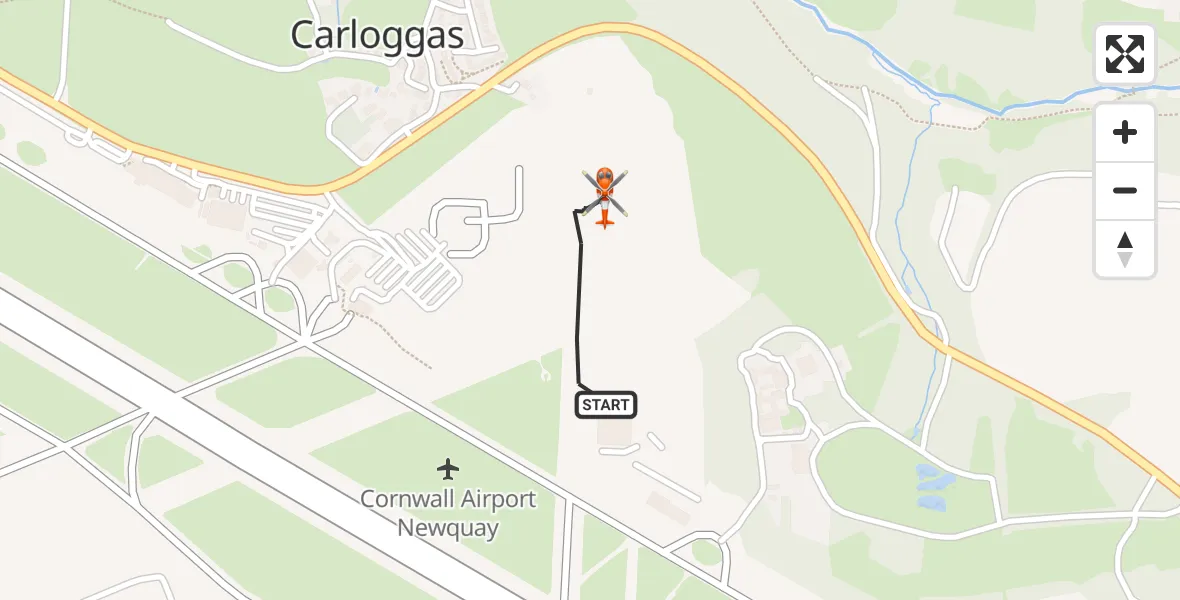 Routekaart van de vlucht: Coastguard Helicopter to Cornwall Airport Newquay, Cornwall Airport Newquay