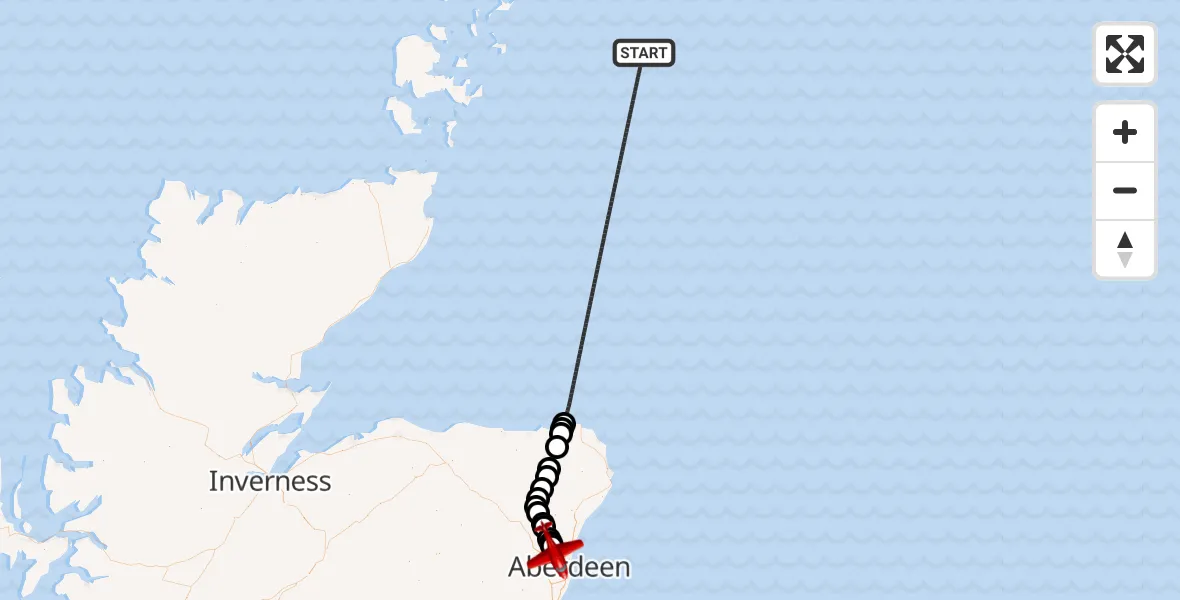 Flight route map: Air Ambulance Aircraft to Aberdeen International Airport, Aberdeen International Airport