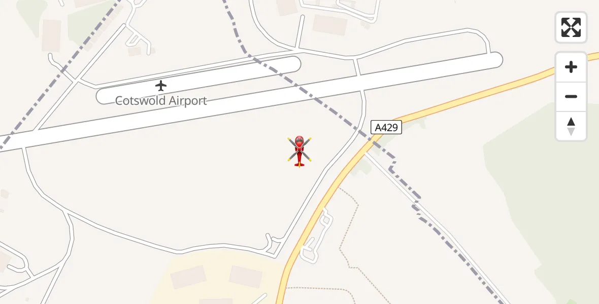 Flight route map: Air Ambulance Helicopter to Cotswold Airport