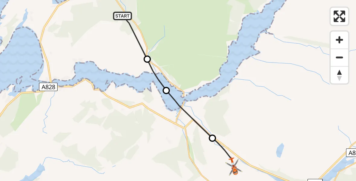 Routekaart van de vlucht: Coastguard Helicopter to Bridge of Awe, B845