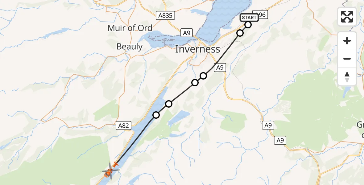 Routekaart van de vlucht: Coastguard Helicopter to Loch Ness, Loch Ness