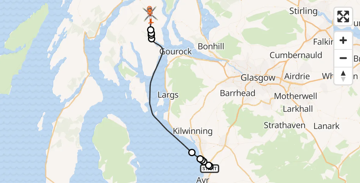 Routekaart van de vlucht: Coastguard Helicopter to Loch Eck, Loch Eck