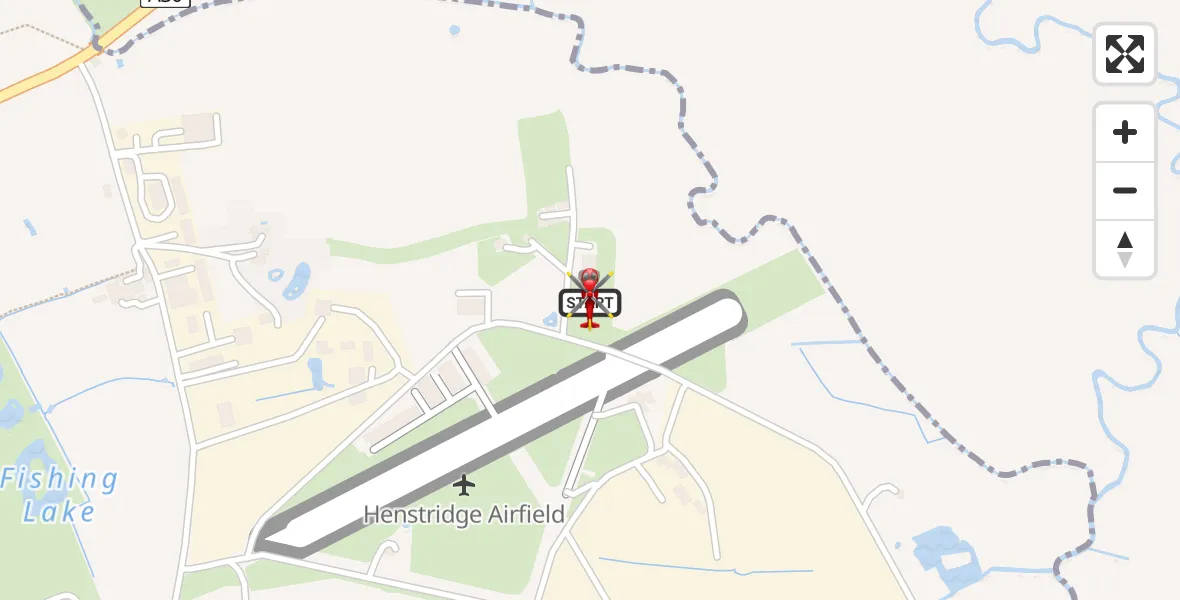 Flight route map: Air Ambulance Helicopter to Henstridge Airfield, Henstridge Airfield