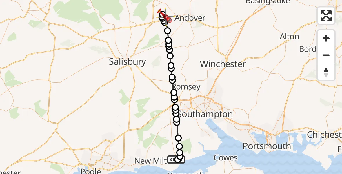 Routekaart van de vlucht: Air Ambulance Helicopter to Kimpton, Snoddington Lane