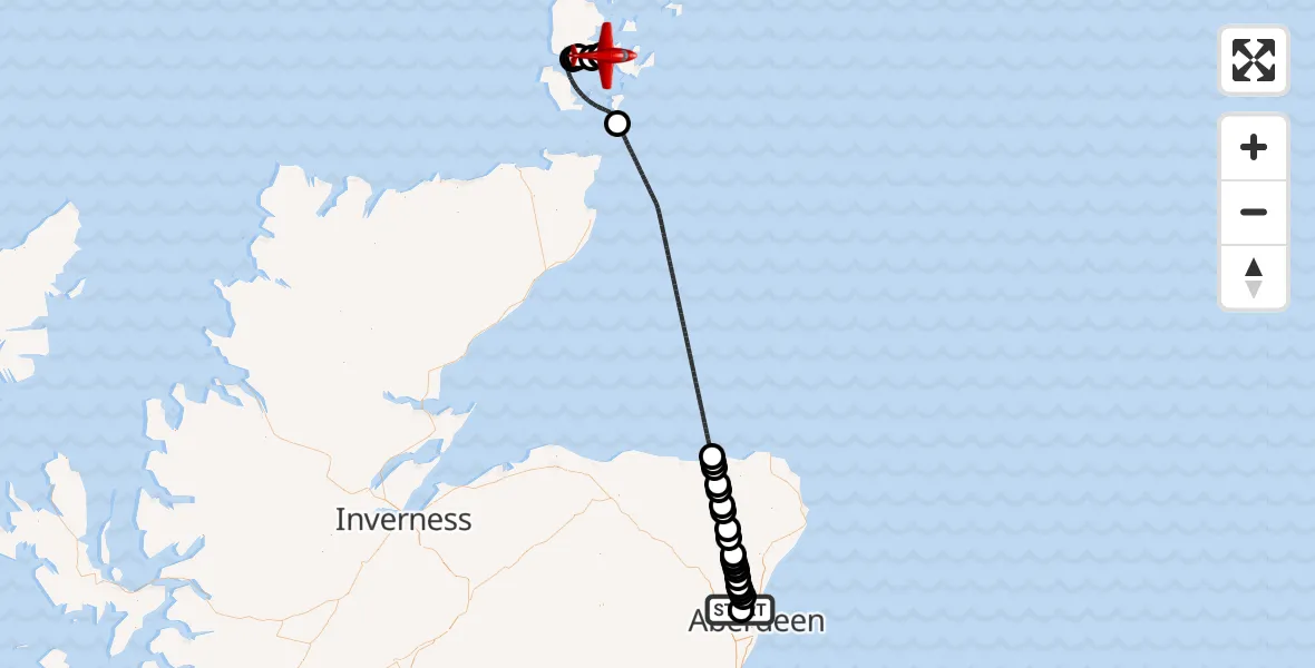 Flight route map: Air Ambulance Aircraft to Kirkwall, A964
