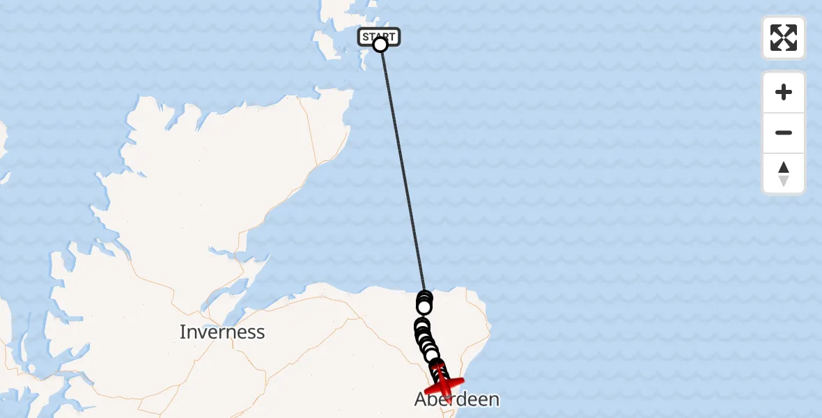 Routekaart van de vlucht: Air Ambulance Aircraft to Aberdeen City, Pitmedden Road