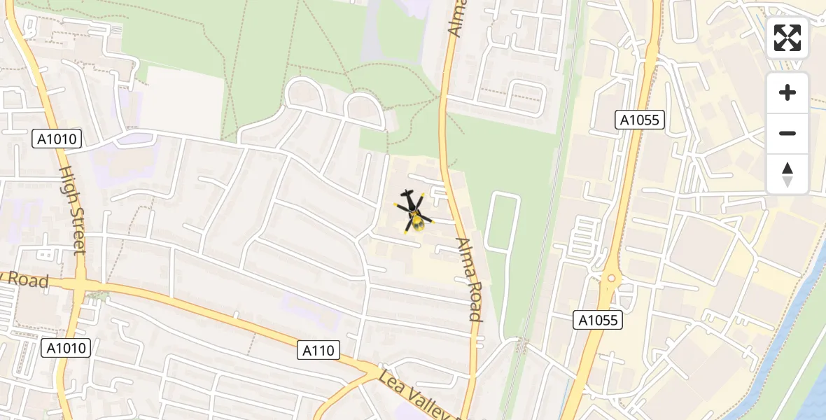 Flight route map: Police Helicopter to London Borough of Enfield