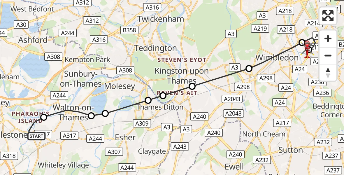 Routekaart van de vlucht: Air Ambulance Helicopter to St Georges Hospital, St Georges Hospital