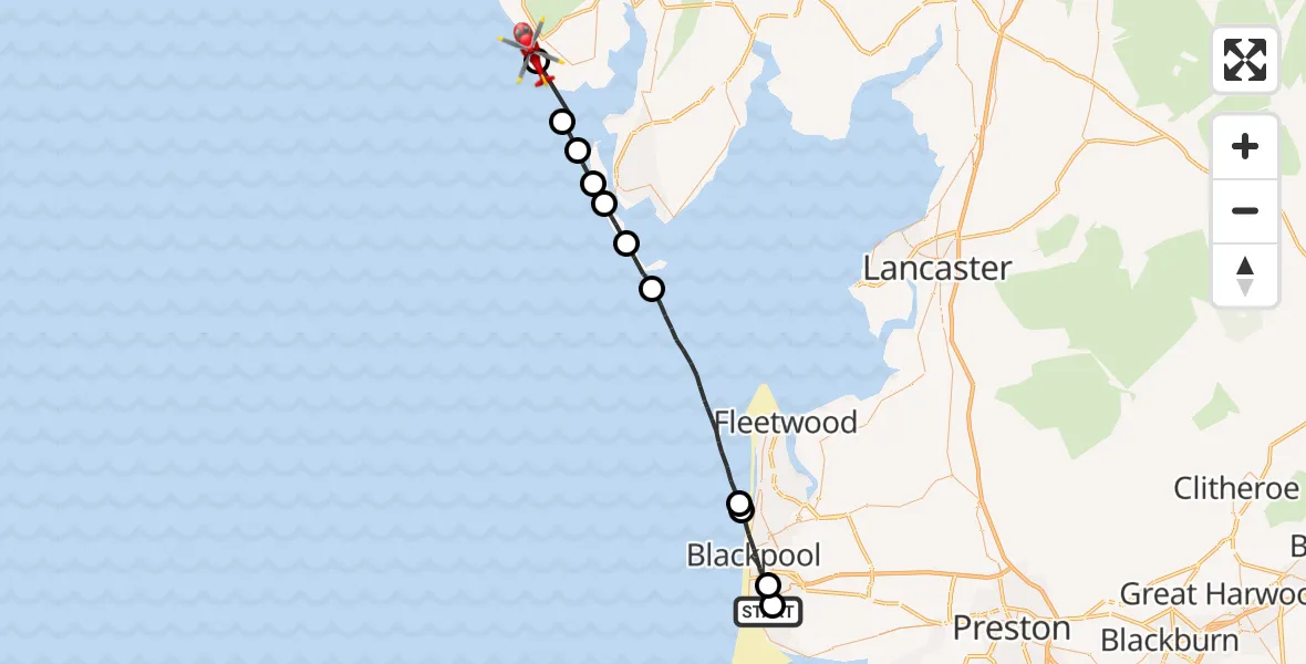 Routekaart van de vlucht: Air Ambulance Helicopter to Silecroft, Seldom Seen Lane