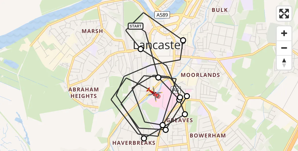 Flight route map: Air Ambulance Helicopter to Lancaster General, Lancaster General