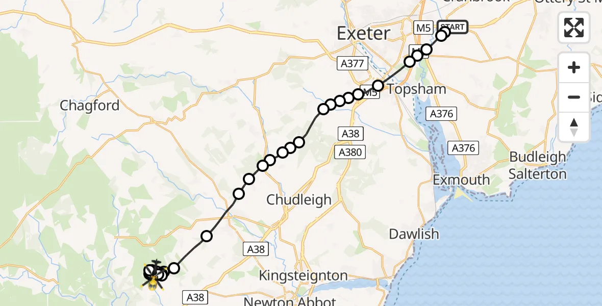 Flight route map: Police Helicopter to Ashburton, Pennsland Lane
