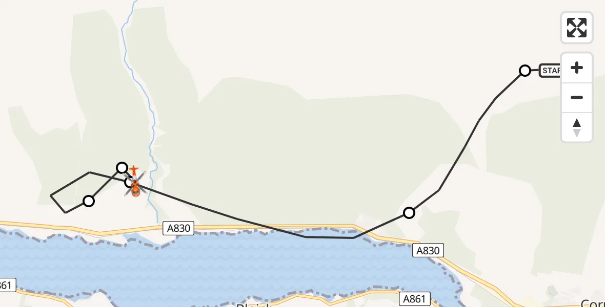 Routekaart van de vlucht: Coastguard Helicopter to Fassfern, Fassfern Road