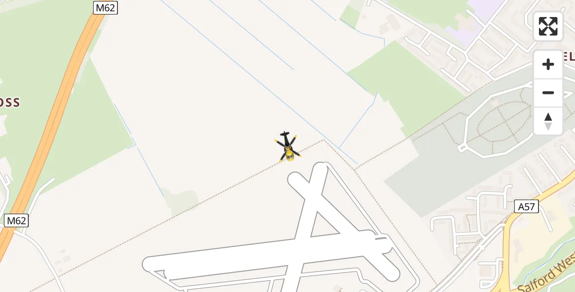 Routekaart van de vlucht: Police Helicopter to Manchester Barton Aerodrome, Twelve Yards Road