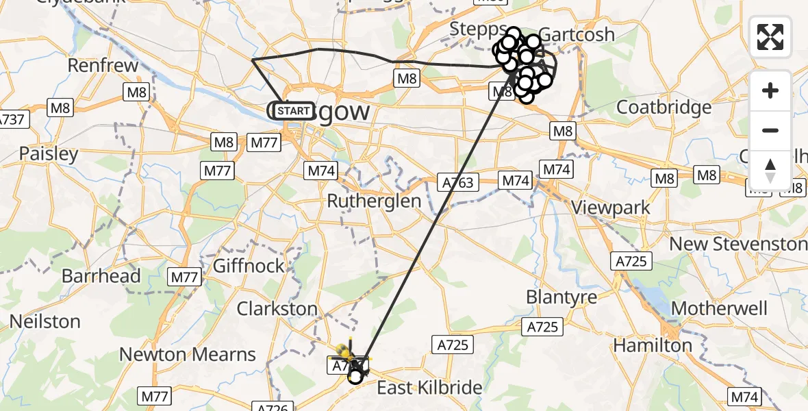 Routekaart van de vlucht: Police Helicopter to Peel Park, Redwood Crescent