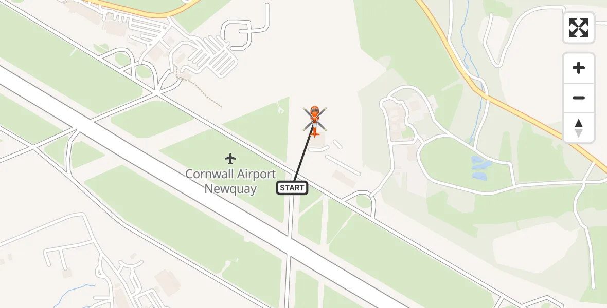 Flight route map: Coastguard Helicopter to Cornwall Airport Newquay, Cornwall Airport Newquay