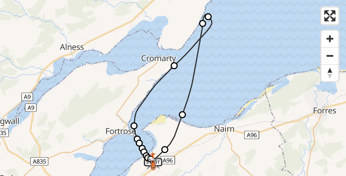 Routekaart van de vlucht: Coastguard Helicopter to Inverness Airport, Inverness Airport