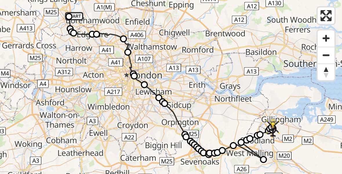 Routekaart van de vlucht: Police Helicopter to Rochester, Wilson Avenue